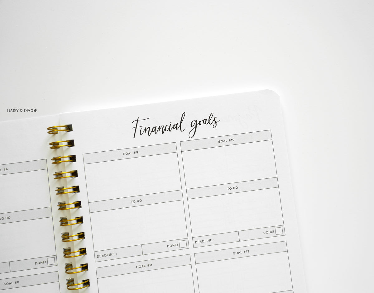 Bill Tracker Wire Journal Navy Floral Print Daisy and Decor