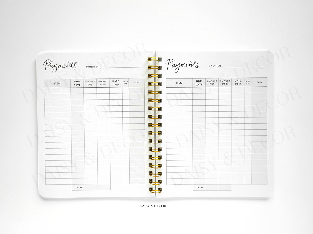 Bill Tracker Wire Journal Teal Floral Print Daisy and Decor