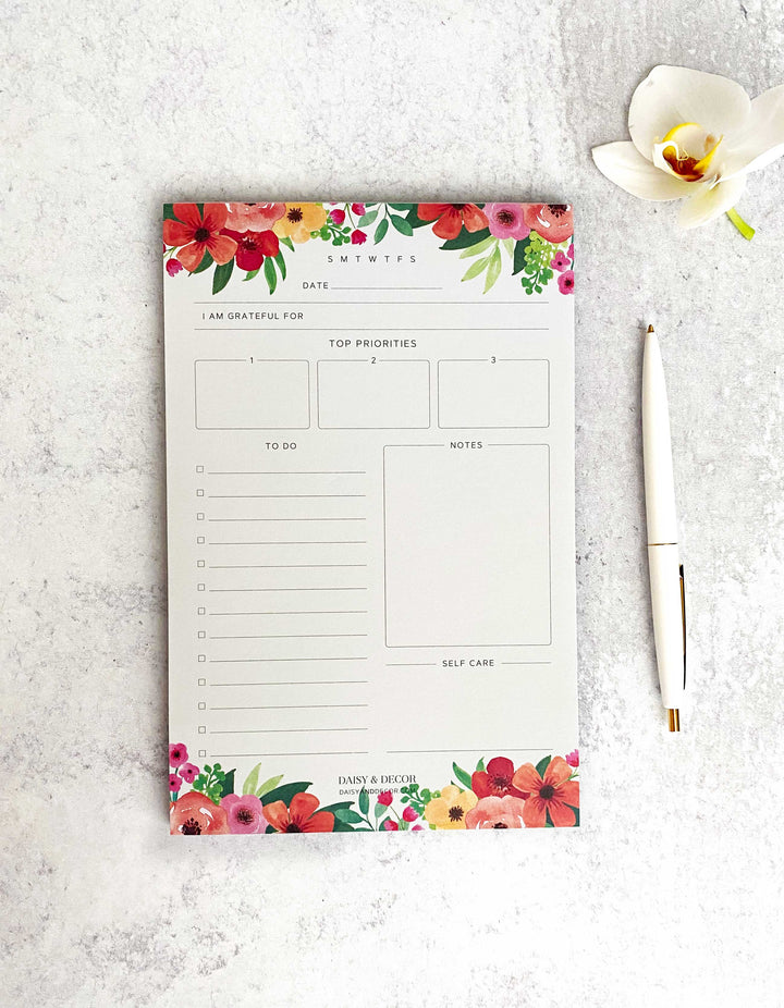  Daily Planner Notepad, To Do list Notepad, Daily Schedule Notepad, Self Care, Notes, Priorities, Tear Off Pad, Desk Pad, 55 Undated Pages,office supplies, daily planner, top priorities, self care journal