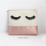 Eyelashes Rose Makeup Bag, Makeup bag, Cosmetic Bag, Handdrawn eyelashes, Daisy and Decor, Cotton Canvas Bag, Pouch, Clutch