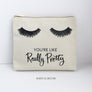 Eyelashes Pretty Makeup Bag, Makeup bag, Cosmetic Bag, Handdrawn eyelashes, Daisy and Decor, Cotton Canvas Bag, Pouch, Clutch