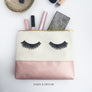Eyelashes Rose Makeup Bag, Makeup bag, Cosmetic Bag, Handdrawn eyelashes, Daisy and Decor, Cotton Canvas Bag, Pouch, Clutch