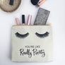 Eyelashes Pretty Makeup Bag, Makeup bag, Cosmetic Bag, Handdrawn eyelashes, Daisy and Decor, Cotton Canvas Bag, Pouch, Clutch