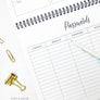 Bill Tracker™ Journals! These 12 month journals are perfect for anyone! ***This journal is UNDATED - you fill in the dates, and you can start at any time! DETAILS: 12 months of recording bills (each undated "month" has a : undated calendar, 2 payments pages and 1 notes page) - you fill in the dates! + extra pages with yearly bills , accounts pages, and subscription pages. + extra pages for notes.