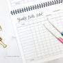 Bill Tracker™ Journals! These 12 month journals are perfect for anyone! ***This journal is UNDATED - you fill in the dates, and you can start at any time! DETAILS: 12 months of recording bills (each undated "month" has a : undated calendar, 2 payments pages and 1 notes page) - you fill in the dates! + extra pages with yearly bills , accounts pages, and subscription pages. + extra pages for notes.