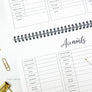 Bill Tracker™ Journals! These 12 month journals are perfect for anyone! ***This journal is UNDATED - you fill in the dates, and you can start at any time! DETAILS: 12 months of recording bills (each undated "month" has a : undated calendar, 2 payments pages and 1 notes page) - you fill in the dates! + extra pages with yearly bills , accounts pages, and subscription pages. + extra pages for notes.