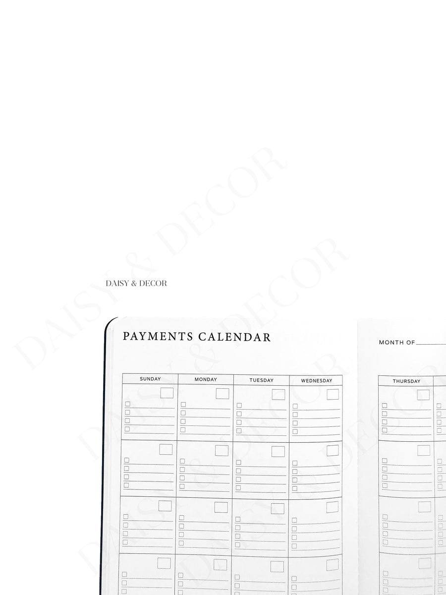 Bill Tracker Journal Green Leaves Notebook Daisy and Decor