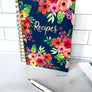 Hardcover Navy Floral Print Kitchen Recipe Journal