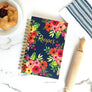 Hardcover Navy Floral Print Kitchen Recipe Journal