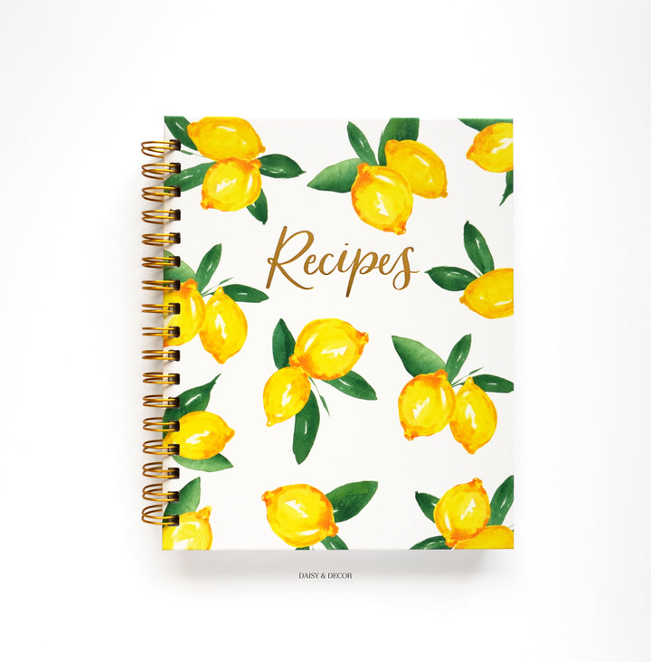 Hardcover 'Lemon Print' Recipe Journal Book