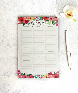  Market List Notepad, Shopping List Notepad, Organized Grocery List, Groceries List, To do, Floral Notepad Grocery List Notepad, Gift for her, tear off pad, memo pad, market list, grocery list, shopping list, organized kitchen, organized grocery list notepad, office supplies