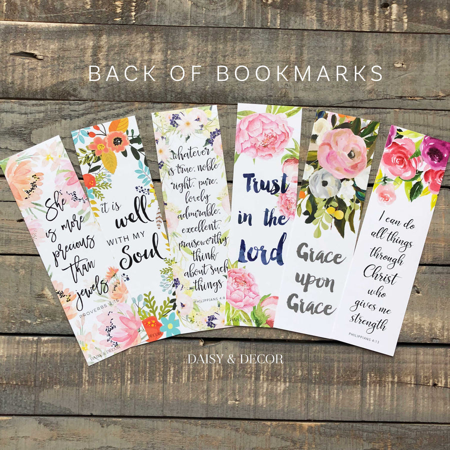 The Perfect Set of 6 bookmarks to use in your Bible, journal, and book!  Perfect as a gift for anyone or yourself!