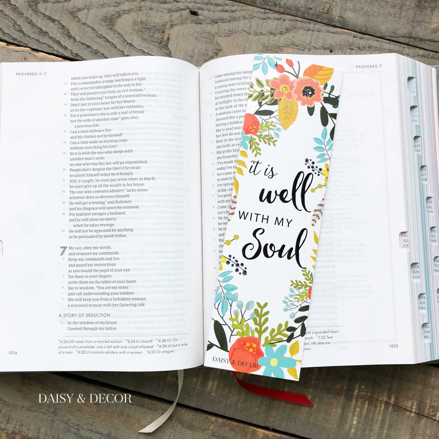 The Perfect Set of 6 bookmarks to use in your Bible, journal, and book!  Perfect as a gift for anyone or yourself! It is well with my soul