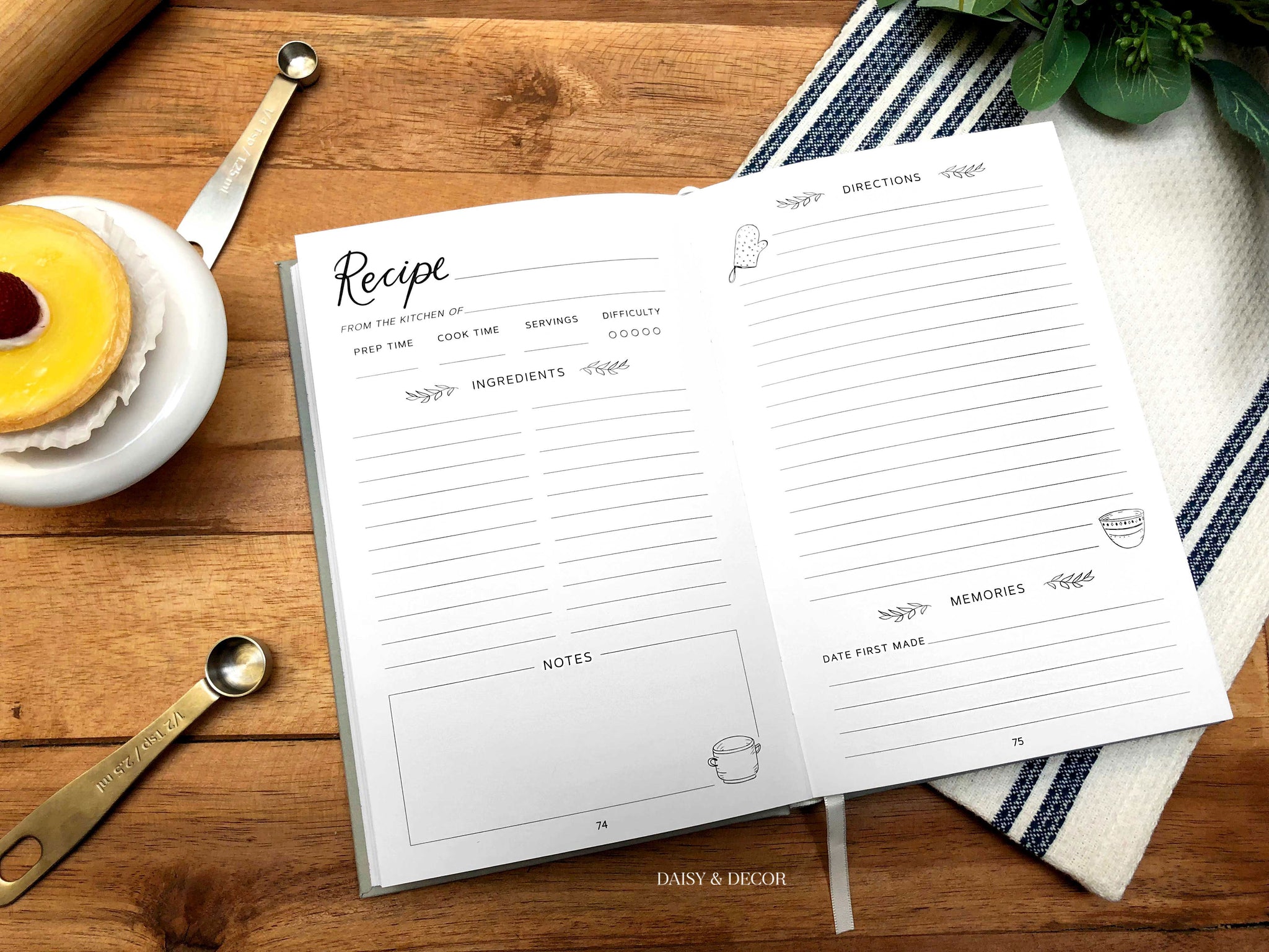 Keepsake Recipe Book: A Blank Recipe Notebook To Write Your Own