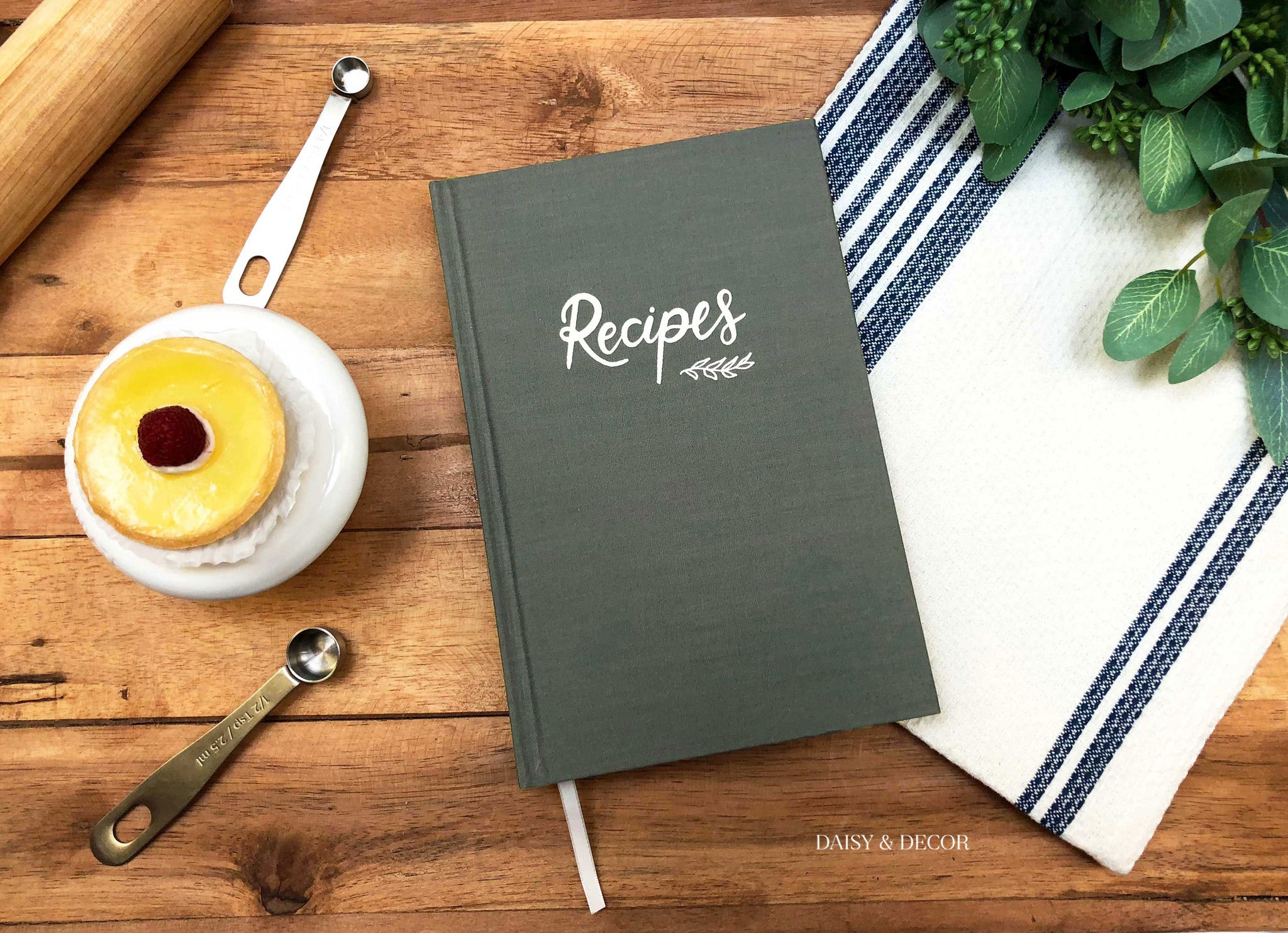 Recipe Journal Embossed with RECIPES covered with Natural Linen