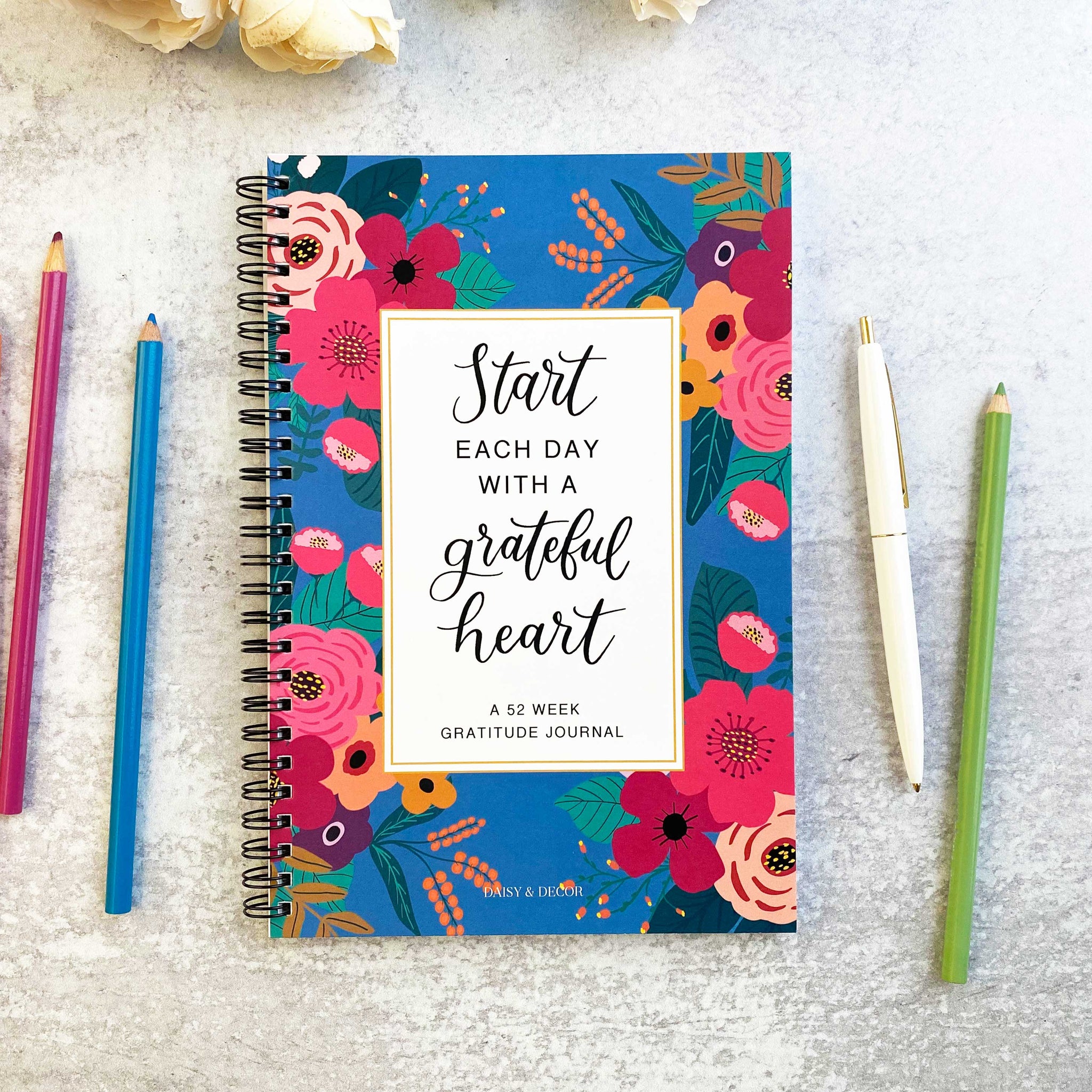 52 week undated Gratitude Journal - floral – Daisy and Decor